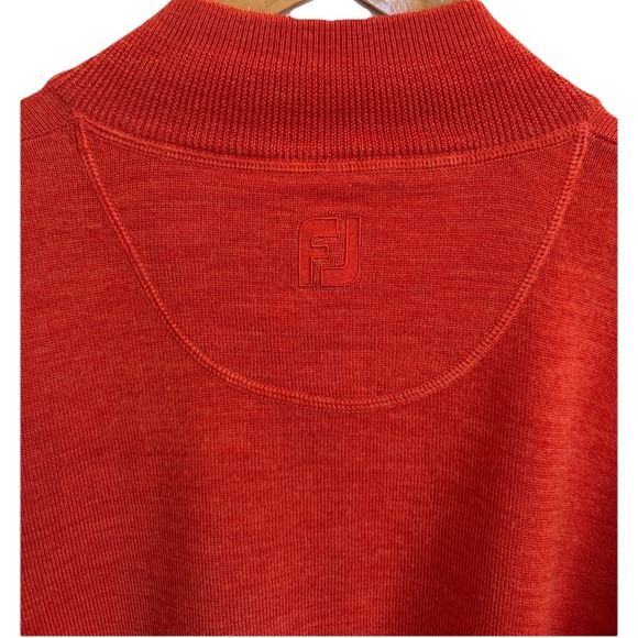 FootJoy 100% Wool Quarter Zip Pullover Sweater Orange Men's Large Spring Golf - Picture 6 of 8